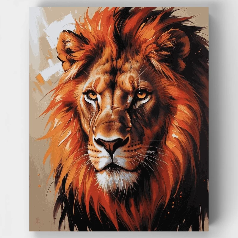 Majestic Fiery Lion - Paint by Numbers Kit