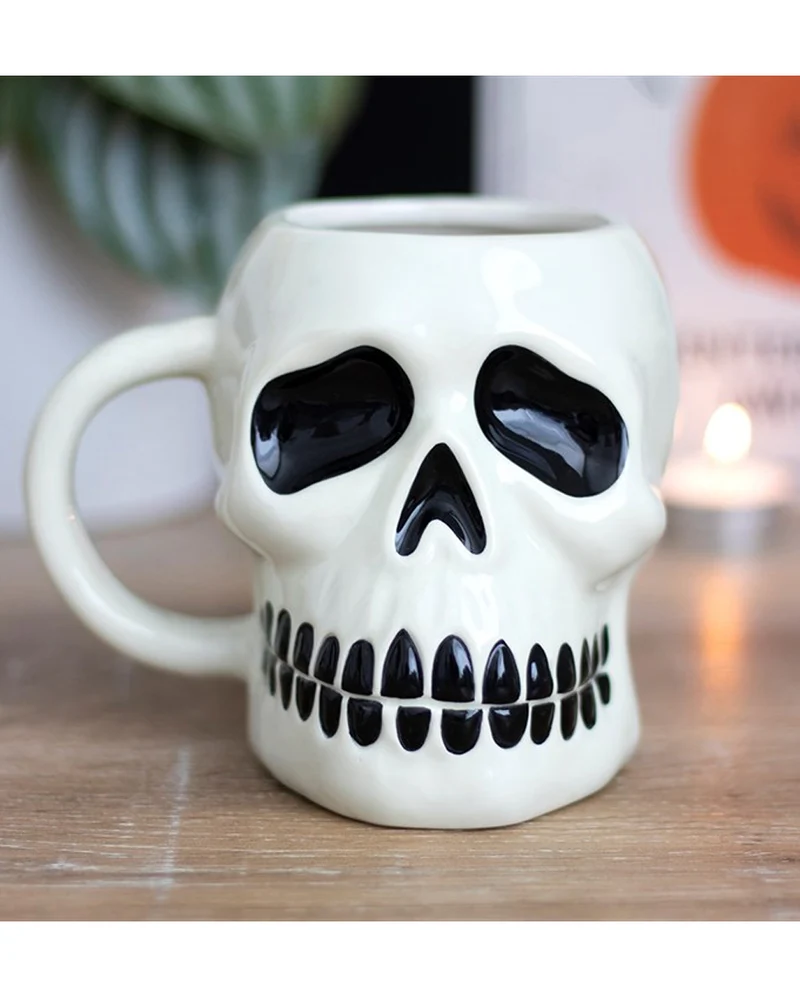 Totenkopf Keramik Becher mit Henkel