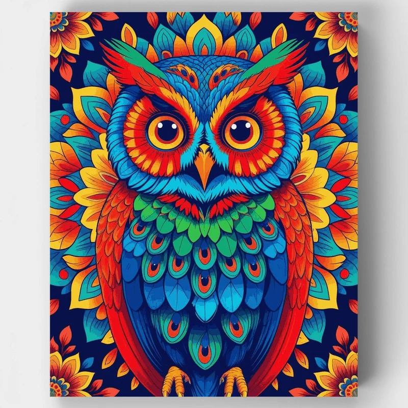 Vibrant Mandala Owl - Paint by Numbers Kit