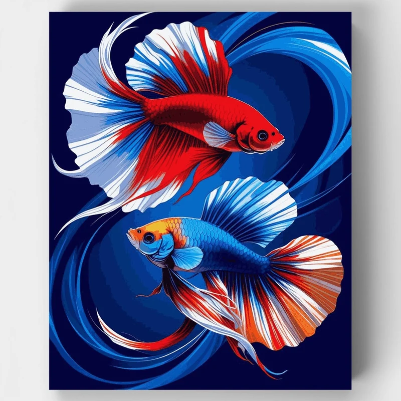 Vibrant Betta Fish Dance - Paint by Numbers Kit