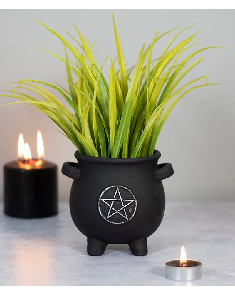Hexenkessel mit Pentagramm Pflanzenschale