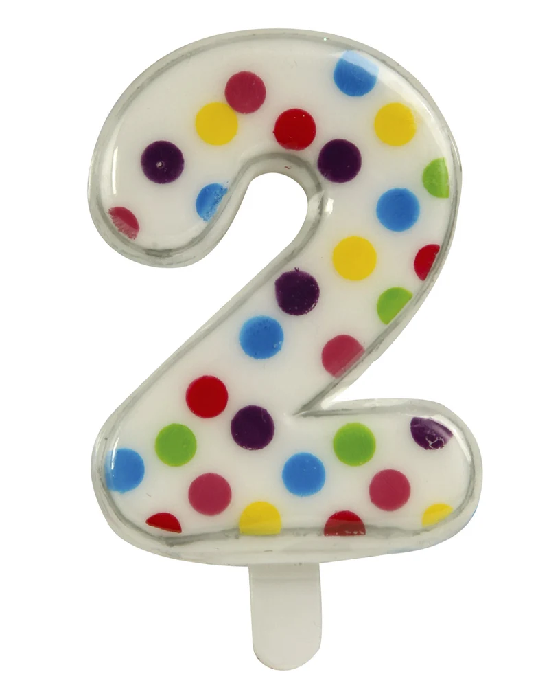 Konfetti Zahlenkerze Nr. 2 (6,5cm)