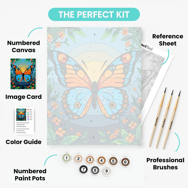Vibrant Butterfly at Sunset - Paint by Numbers Kit