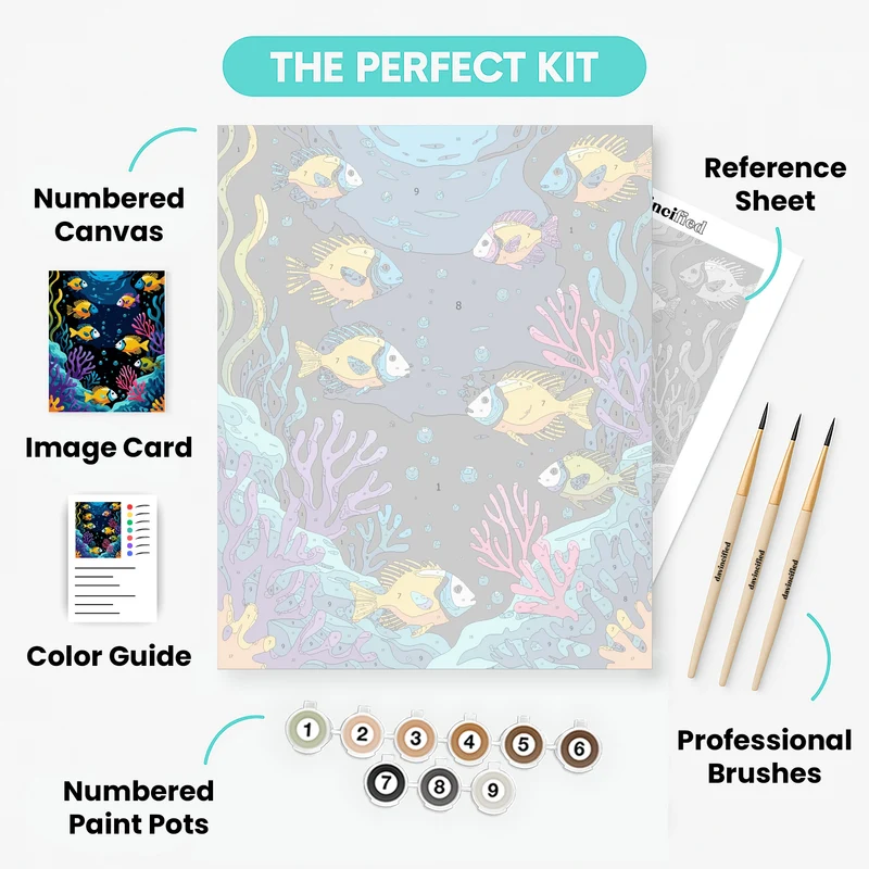 Vibrant Tropical Fish Underwater Scene - Paint by Numbers Kit