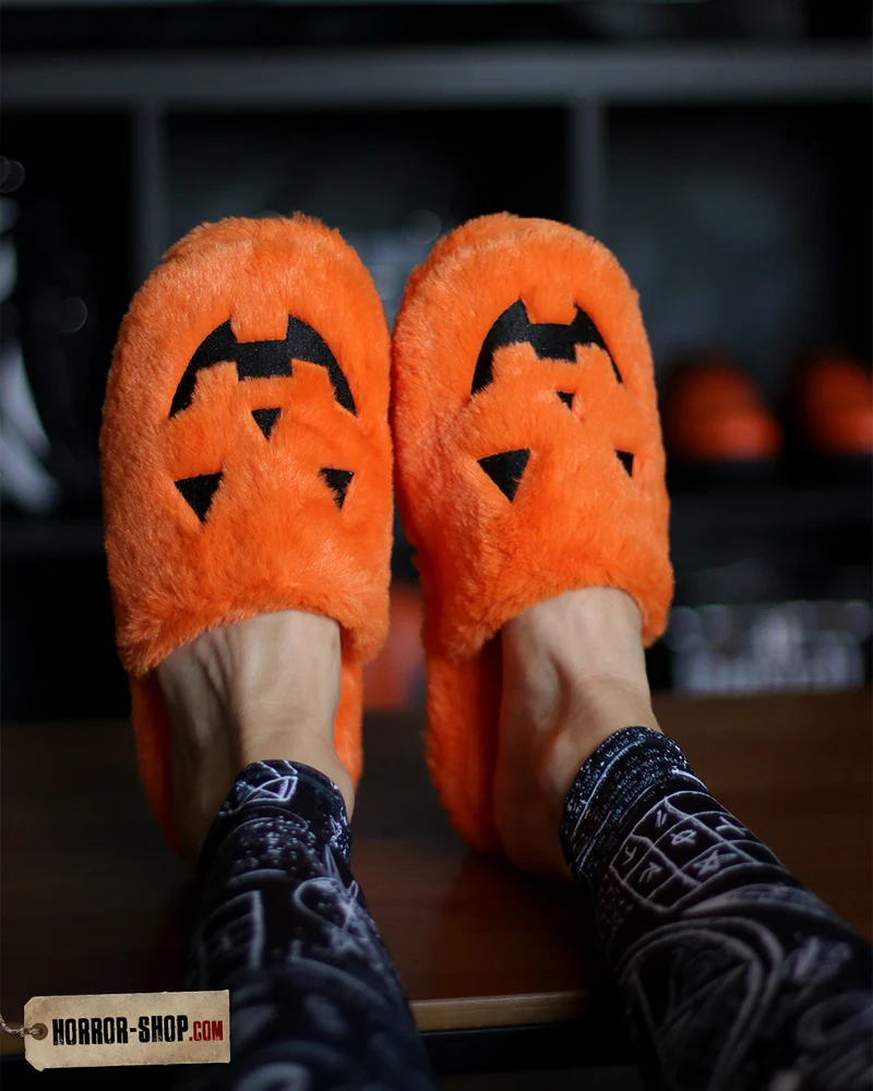 Kreepy Cozy Jack Plüsch Hausschuhe Orange