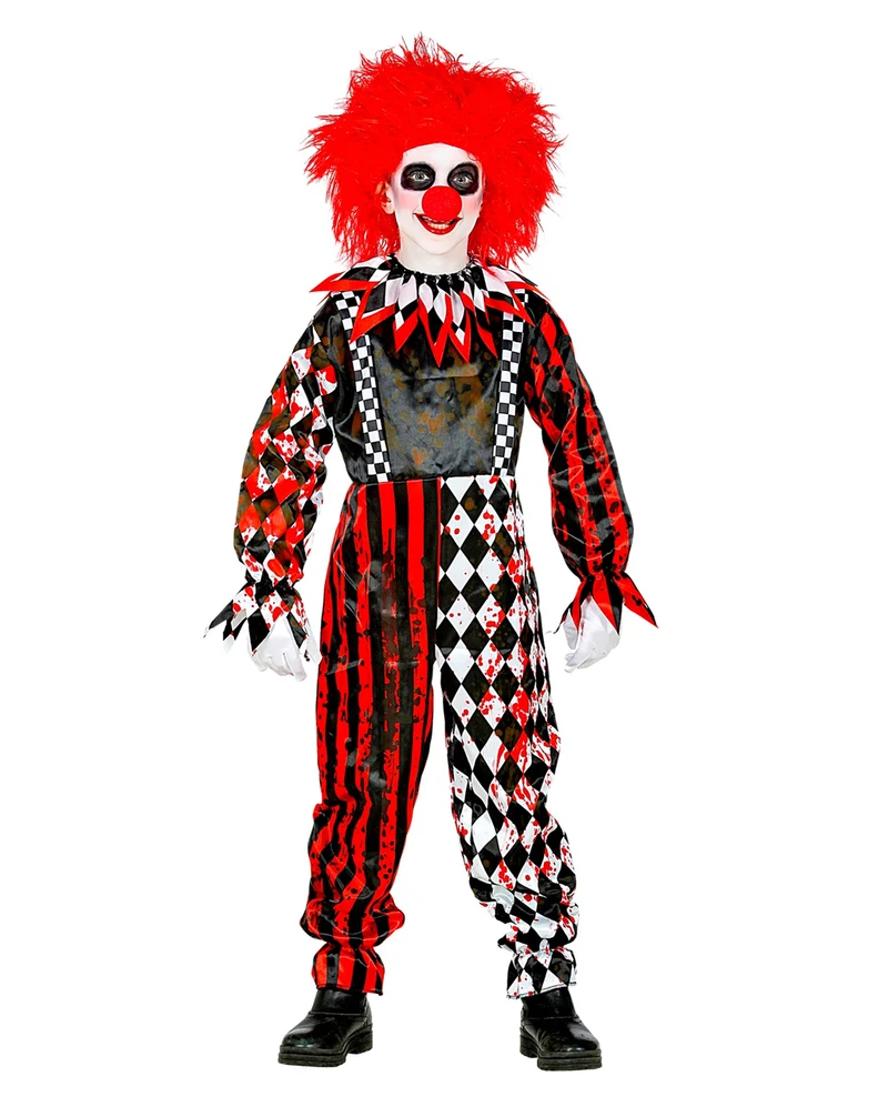 Rot/Weißer Killerclown mit Kragen Kinderkostüm