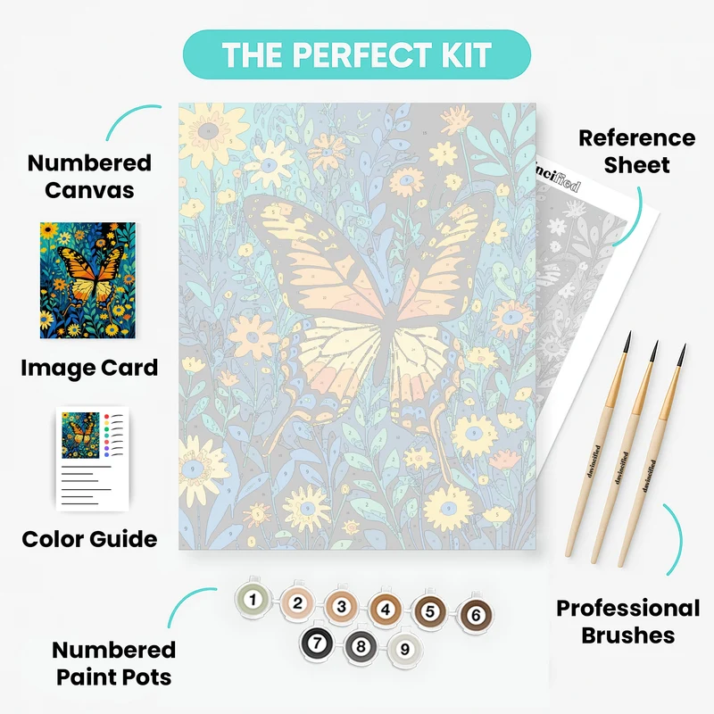 Monarch Butterfly in Wildflower Garden - Paint by Numbers Kit