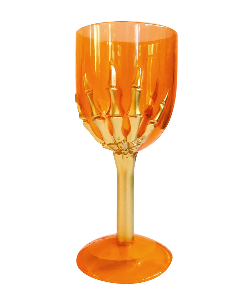 Kelch mit goldener Skelett Hand für Halloween