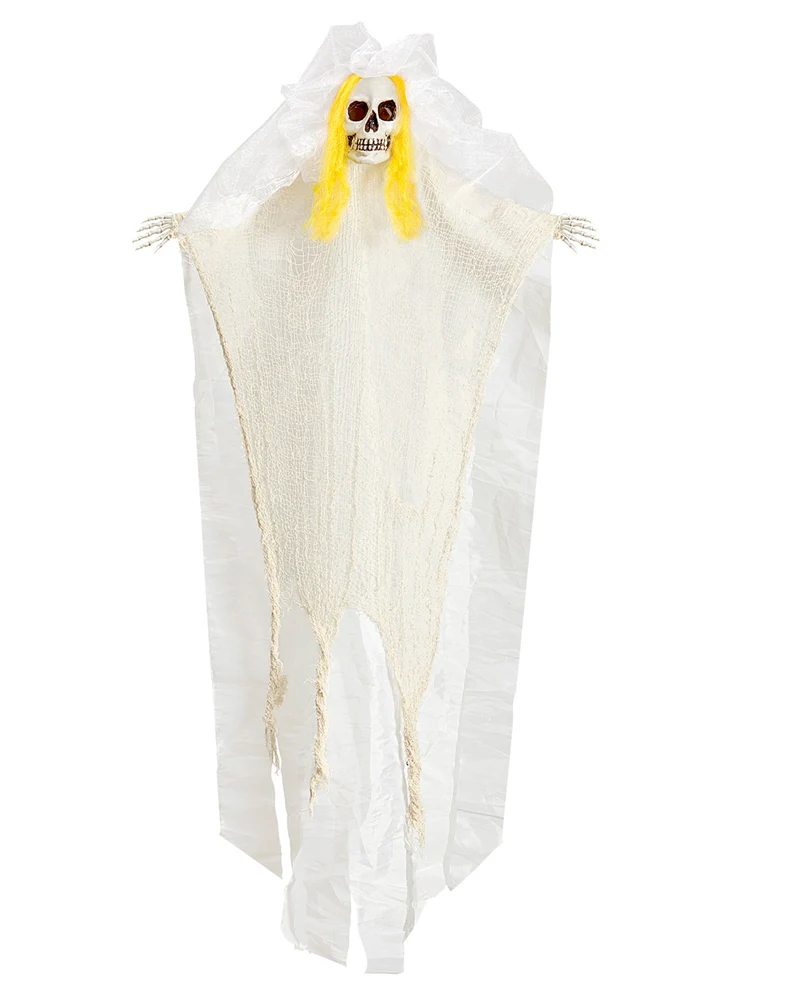 Skelettbraut mit leuchtendem Totenkopf 105cm