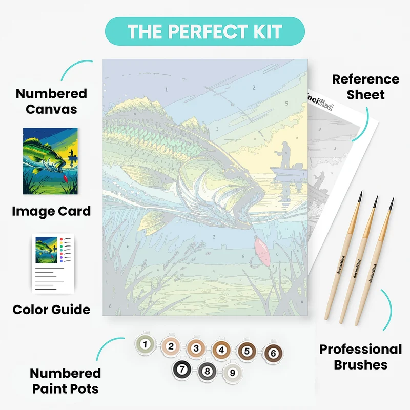 Bass Fishing Adventure at Dawn - Paint by Numbers Kit