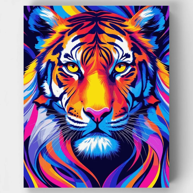 Vibrant Rainbow Tiger - Paint by Numbers Kit