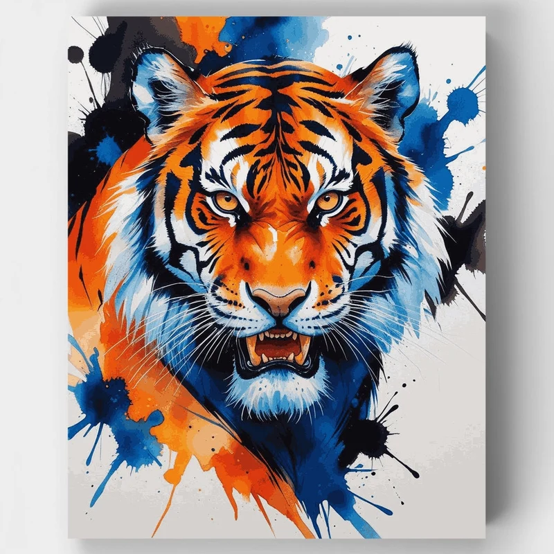Watercolor Tiger Portrait - Paint by Numbers Kit