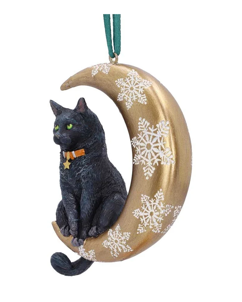 Katze im Halbmond Weihnachtskugel 9cm