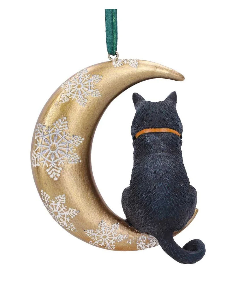 Katze im Halbmond Weihnachtskugel 9cm