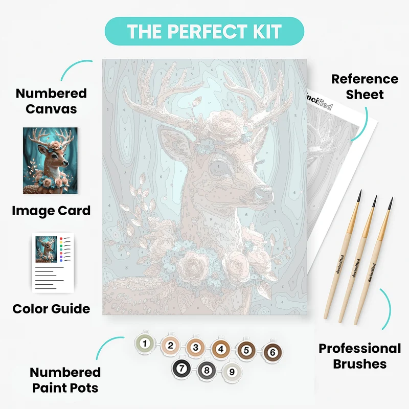 Enchanted Deer with Floral Crown - Paint by Numbers Kit