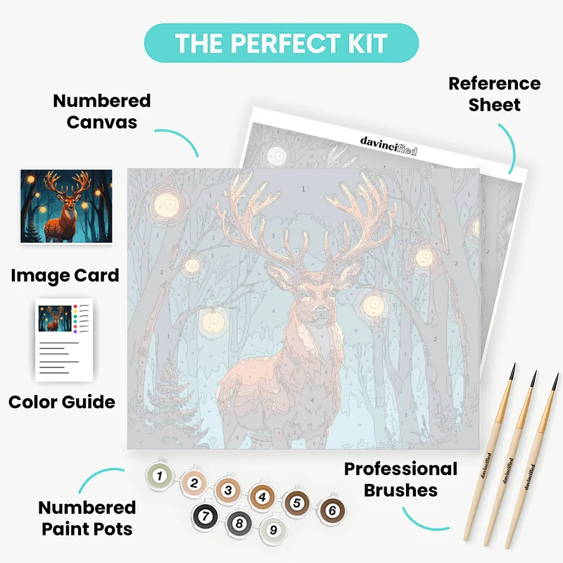 Majestic Deer in Enchanted Forest - Paint by Numbers Kit
