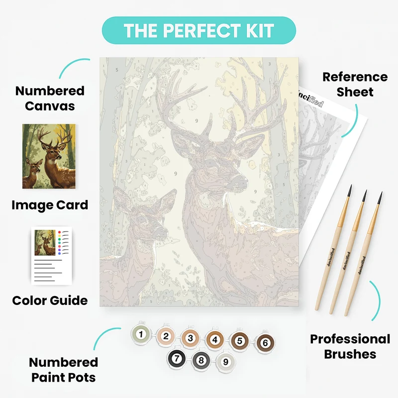 Majestic Deer Family in Autumn Forest - Paint by Numbers Kit