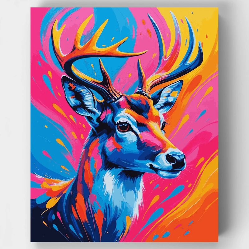 Vibrant Deer Portrait - Paint by Numbers Kit