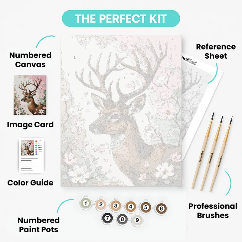 Majestic Deer with Spring Blossoms - Paint by Numbers Kit