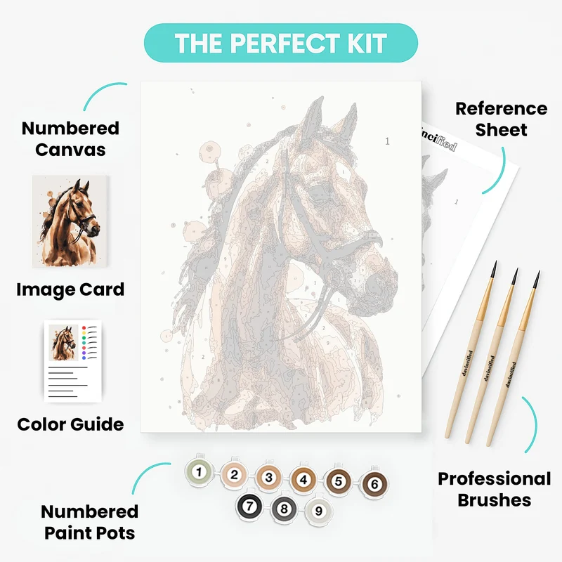 Majestic Brown Horse Portrait - Paint by Numbers Kit