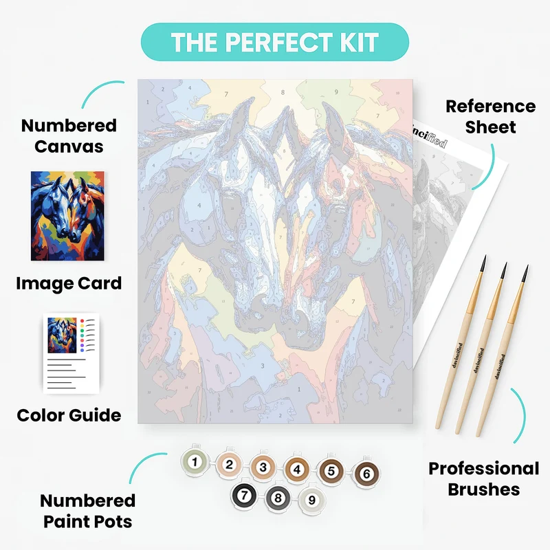 Vibrant Horses Embracing - Paint by Numbers Kit