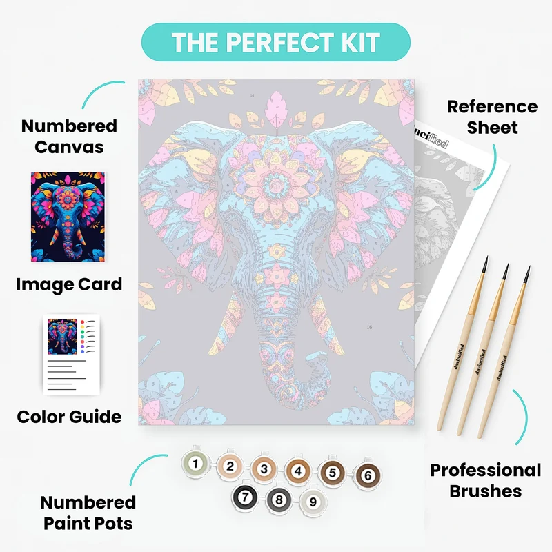 Vibrant Floral Elephant - Paint by Numbers Kit