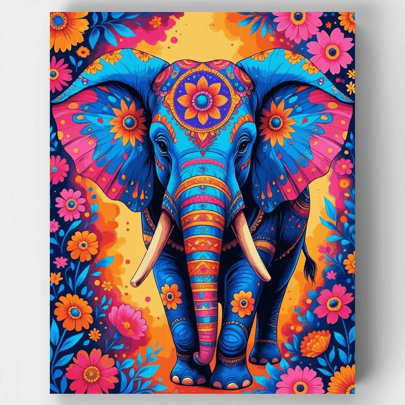Vibrant Bohemian Elephant - Paint by Numbers Kit