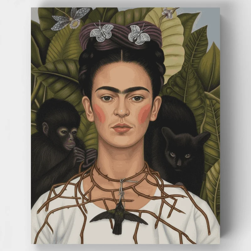 Self-Portrait with Thorn Necklace and Hummingbird - Paint by Numbers Kit