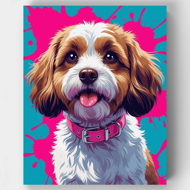 Cavapoo Pop Art Portrait - Paint by Numbers Kit