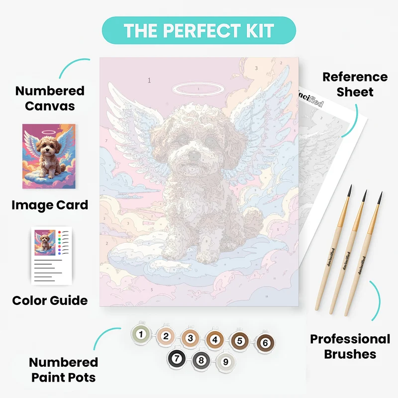 Angelic Cavapoo in Heavenly Clouds - Paint by Numbers Kit