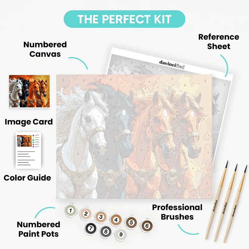 Four Majestic Horses - Paint by Numbers Kit