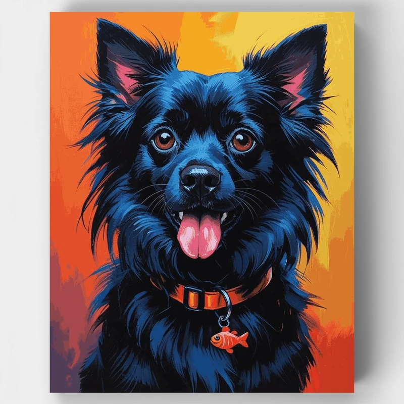 Vibrant Blue Dog Portrait - Paint by Numbers Kit