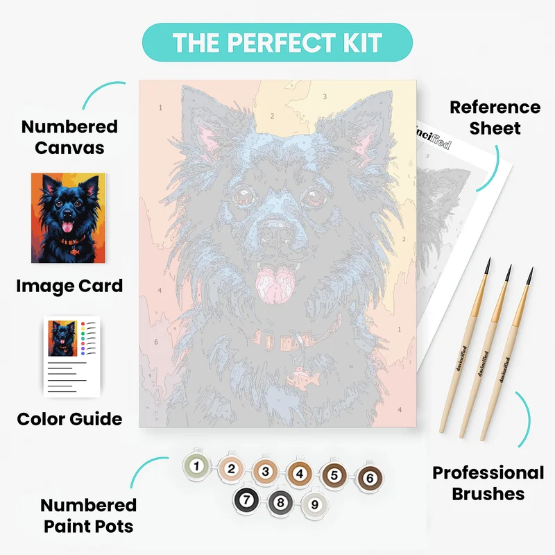 Vibrant Blue Dog Portrait - Paint by Numbers Kit