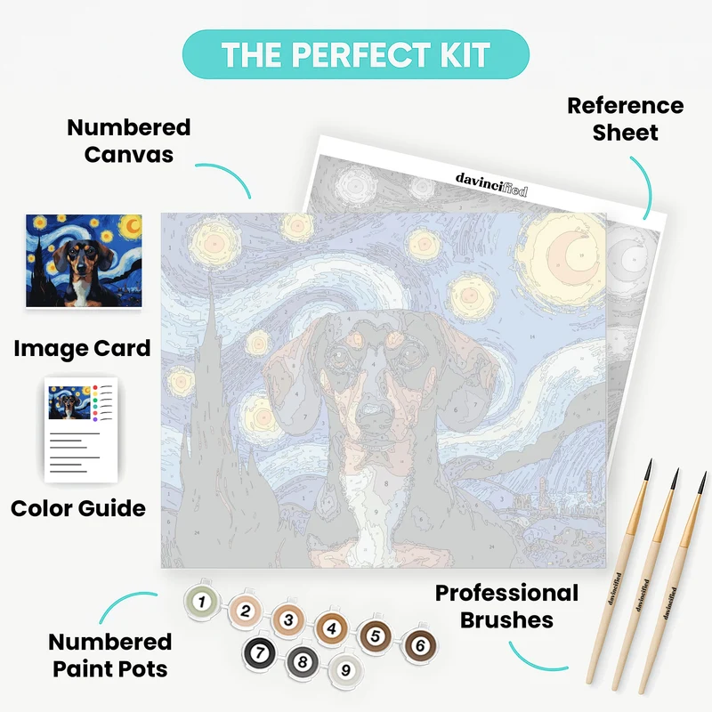 Dachshund in Starry Night - Paint by Numbers Kit