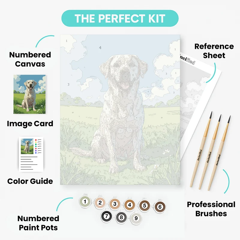 Yellow Labrador in Sunny Field - Paint by Numbers Kit