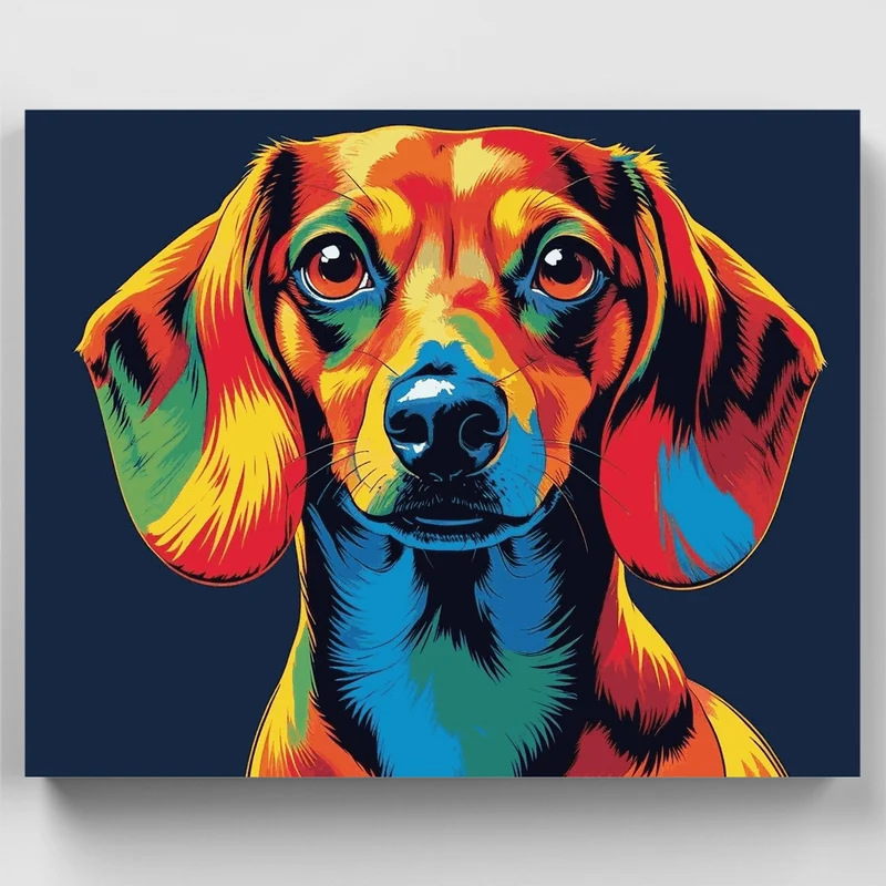 Vibrant Rainbow Dachshund Pop Art - Paint by Numbers Kit