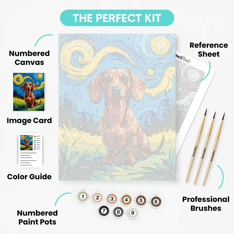 Starry Night Dachshund - Paint by Numbers Kit