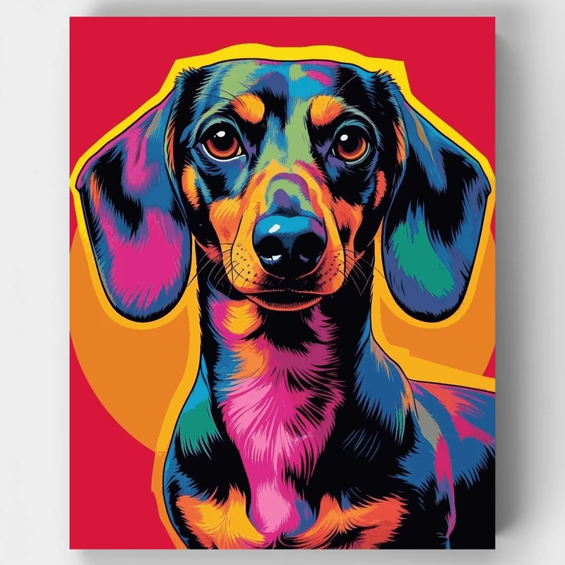 Vibrant Dachshund Pop Art - Paint by Numbers Kit