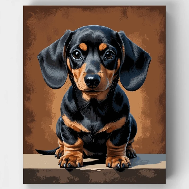 Black and Tan Dachshund Puppy - Paint by Numbers Kit