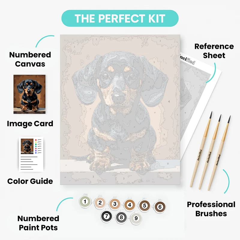 Black and Tan Dachshund Puppy - Paint by Numbers Kit