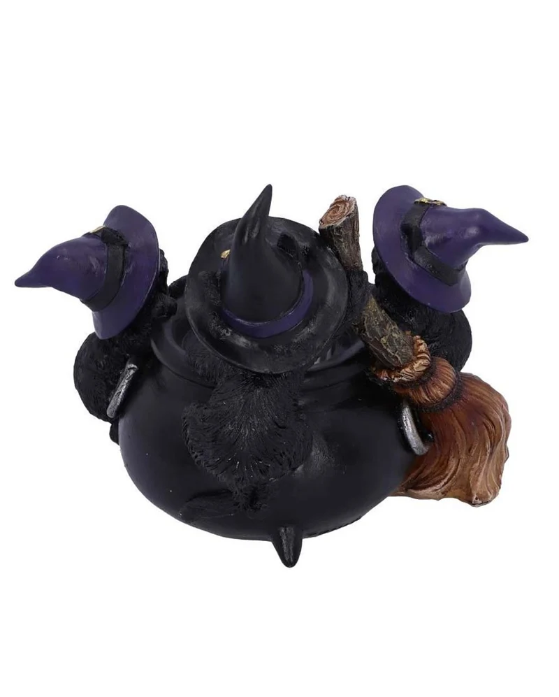 Hexen Kätzchen mit Kessel Teelichthalter 12,5cm