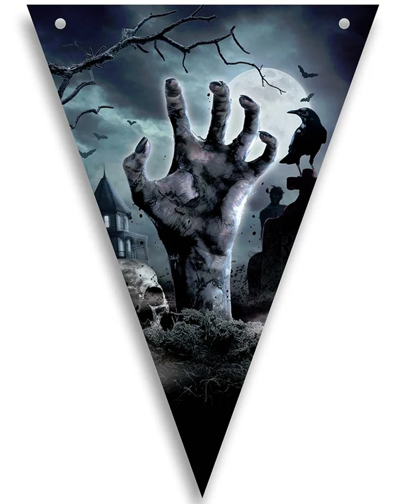 Zombie Friedhof Wimpel Girlande Halloween 3m