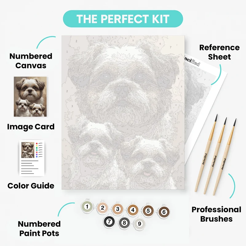 Shih Tzu Family Portrait - Paint by Numbers Kit