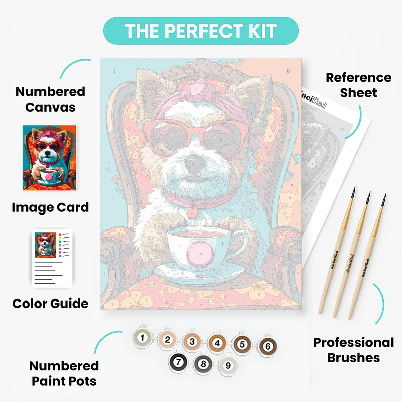 Stylish Yorkie with Coffee - Paint by Numbers Kit