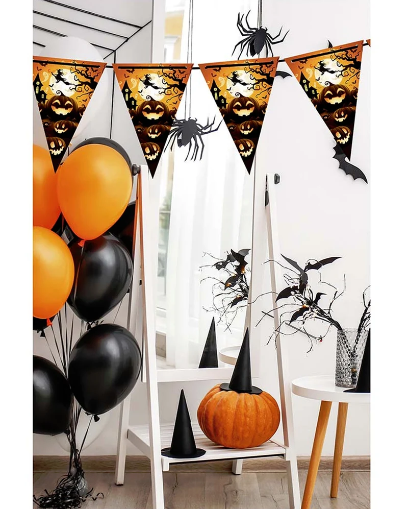 Wimpel Girlande Happy Halloween Kürbis 3m