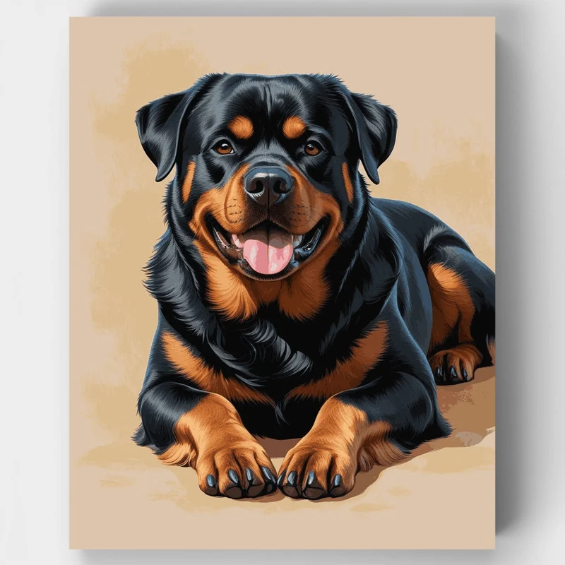 Loyal Rottweiler Portrait - Paint by Numbers Kit