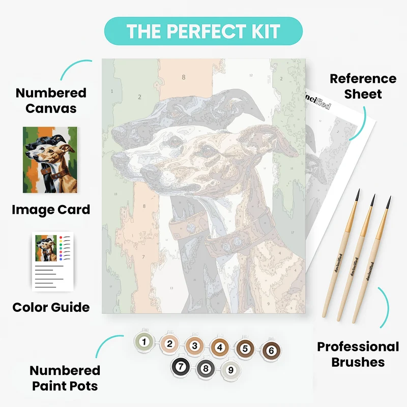 Three Elegant Greyhounds - Paint by Numbers Kit