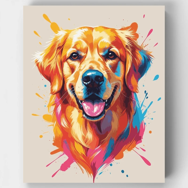 Vibrant Golden Retriever Portrait - Paint by Numbers Kit