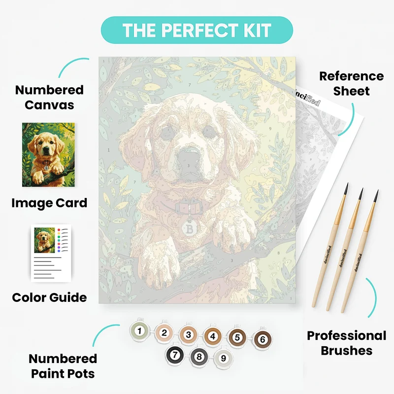 Golden Retriever Puppy in Nature - Paint by Numbers Kit