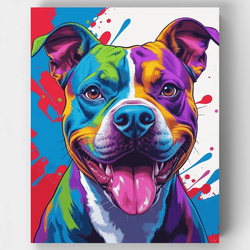 Vibrant Pitbull Portrait - Paint by Numbers Kit